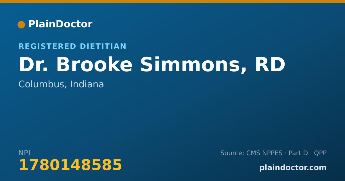 Shareable card for Brooke Simmons, RD - Registered Dietitian, Columbus, IN