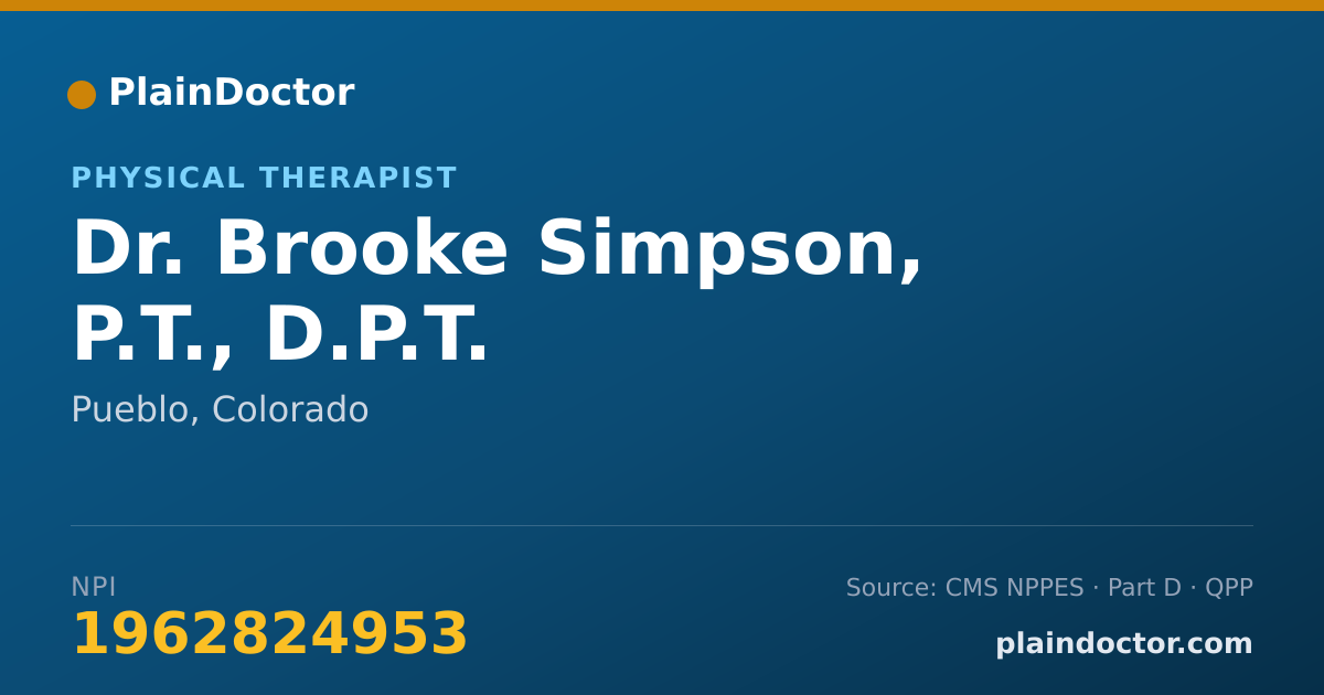 Shareable card for Brooke Simpson, P.T., D.P.T. - Physical Therapist, Pueblo, CO