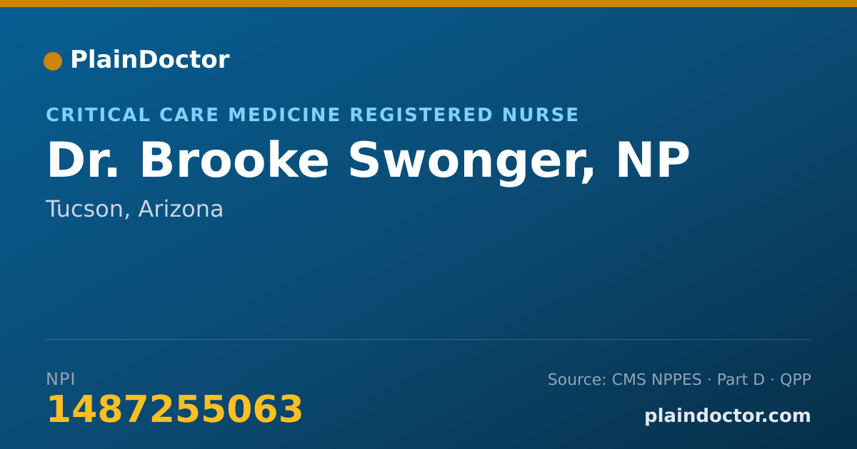 Shareable card for Brooke Swonger, NP - Critical Care Medicine Registered Nurse, Tucson, AZ