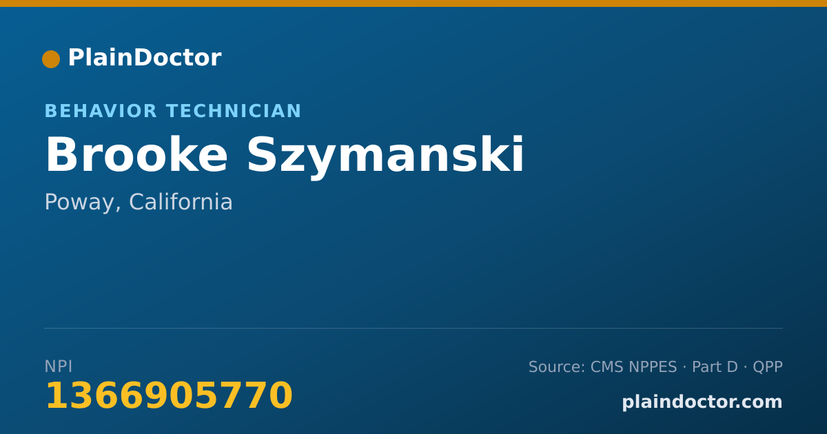 Shareable card for Brooke Szymanski - Behavior Technician, Poway, CA