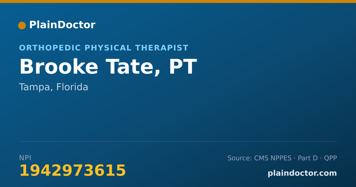 Shareable card for Brooke Tate, PT - Orthopedic Physical Therapist, Tampa, FL