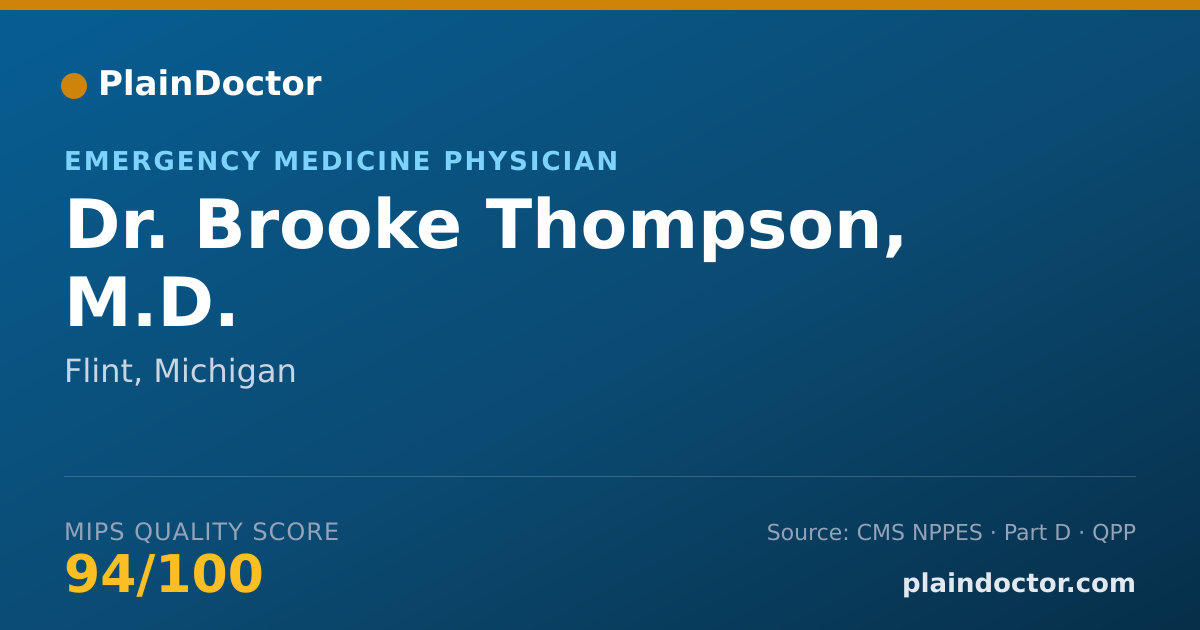 Shareable card for Brooke Thompson, M.D. - Emergency Medicine Physician, Flint, MI
