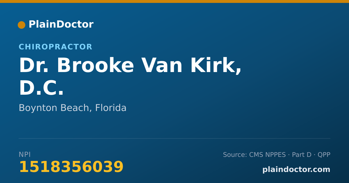 Shareable card for Brooke Van Kirk, D.C. - Chiropractor, Boynton Beach, FL