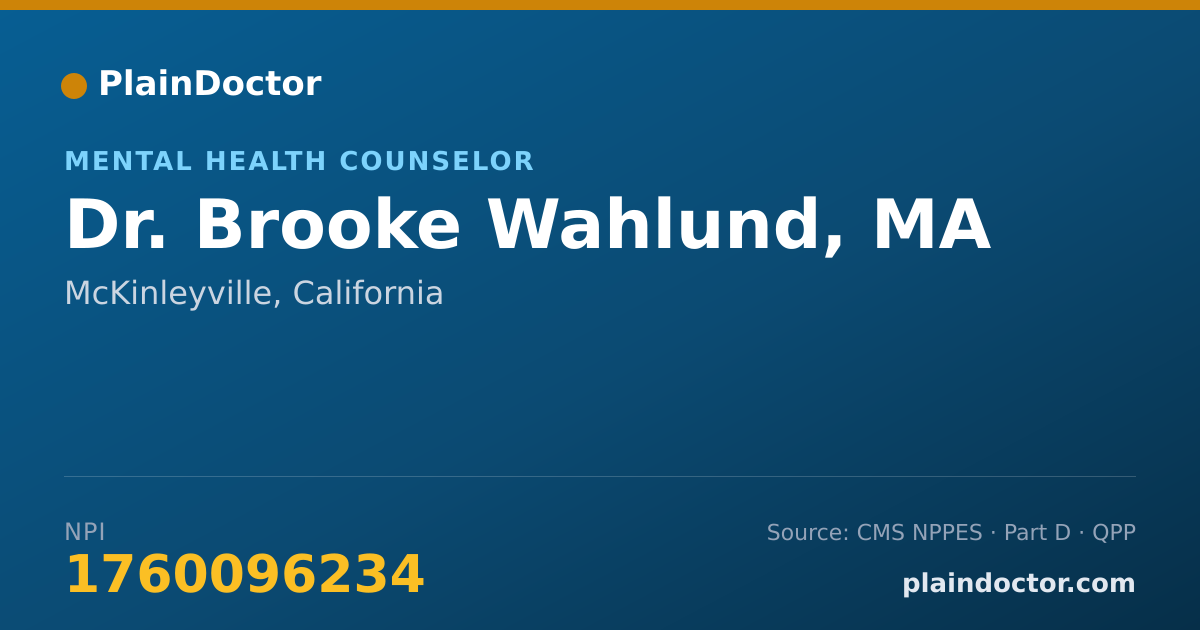 Shareable card for Brooke Wahlund, MA - Mental Health Counselor, McKinleyville, CA