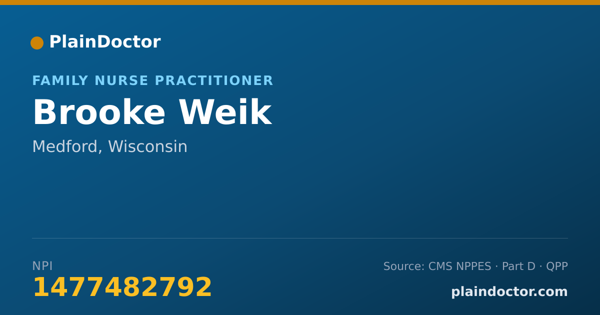 Shareable card for Brooke Weik - Family Nurse Practitioner, Medford, WI