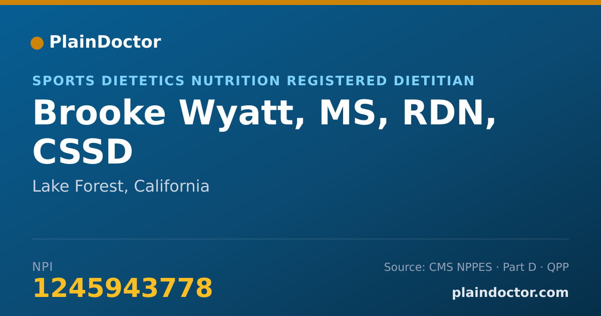Shareable card for Brooke Wyatt, MS, RDN, CSSD - Sports Dietetics Nutrition Registered Dietitian, Lake Forest, CA