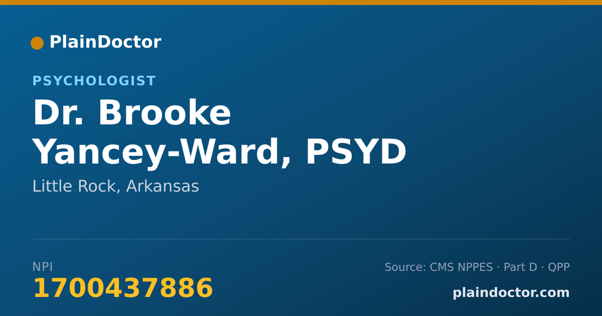 Shareable card for Brooke Yancey-Ward, PSYD - Psychologist, Little Rock, AR