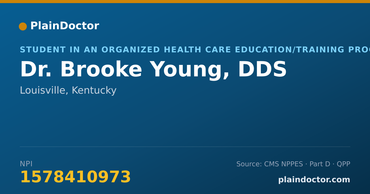 Shareable card for Brooke Young, DDS - Student in an Organized Health Care Education/Training Program, Louisville, KY