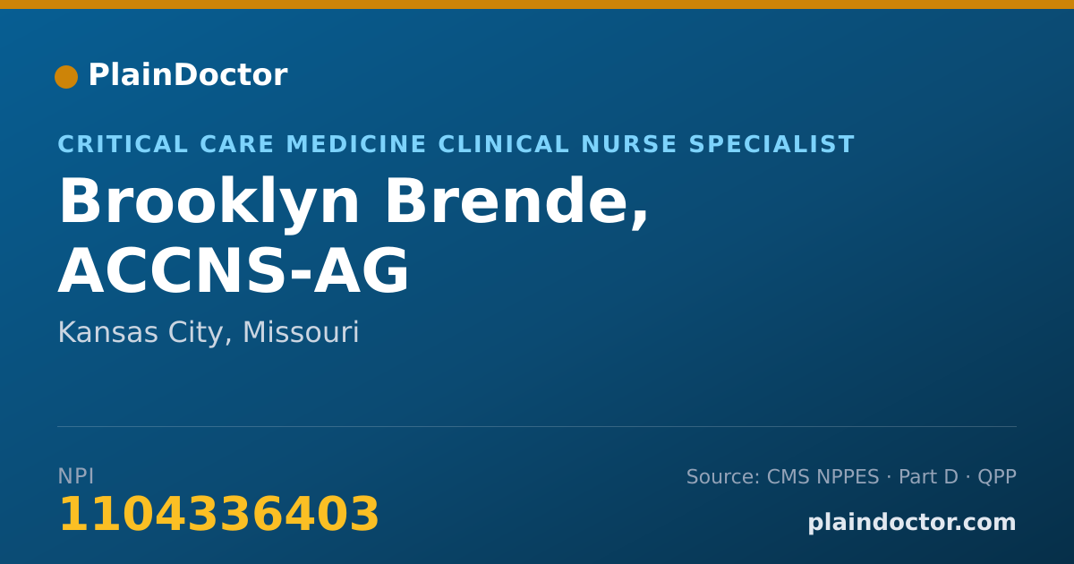 Shareable card for Brooklyn Brende, ACCNS-AG - Critical Care Medicine Clinical Nurse Specialist, Kansas City, MO