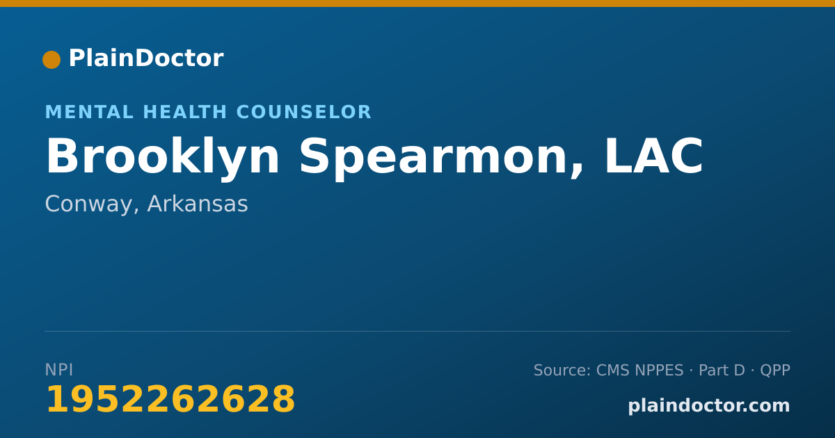 Shareable card for Brooklyn Spearmon, LAC - Mental Health Counselor, Conway, AR