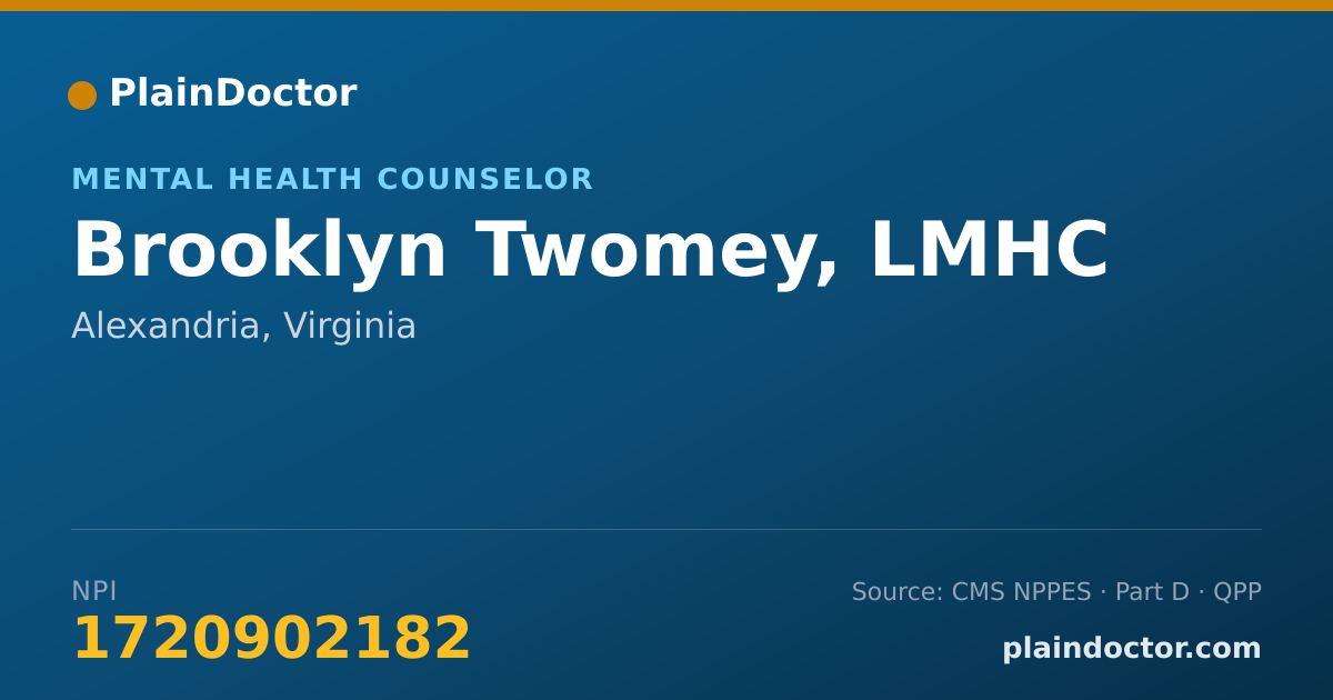 Shareable card for Brooklyn Twomey, LMHC - Mental Health Counselor, Alexandria, VA