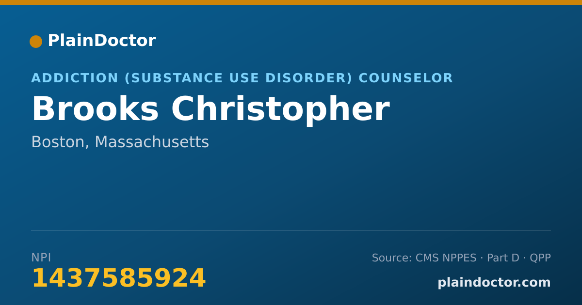 Shareable card for Brooks Christopher - Addiction (Substance Use Disorder) Counselor, Boston, MA