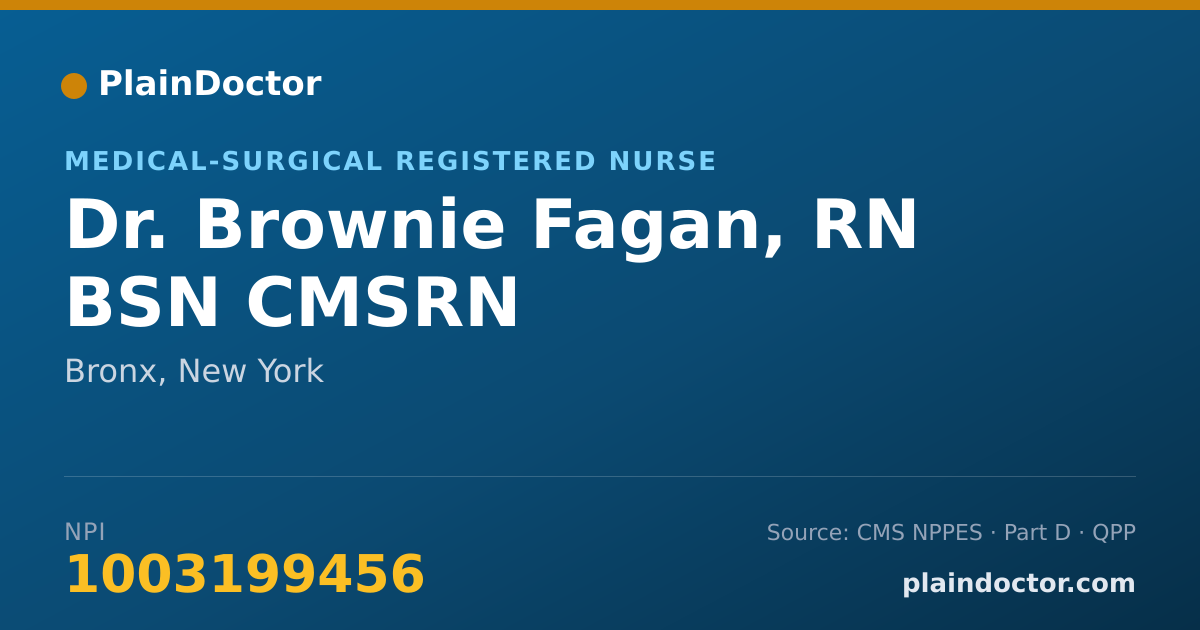 Shareable card for Brownie Fagan, RN BSN CMSRN - Medical-Surgical Registered Nurse, Bronx, NY