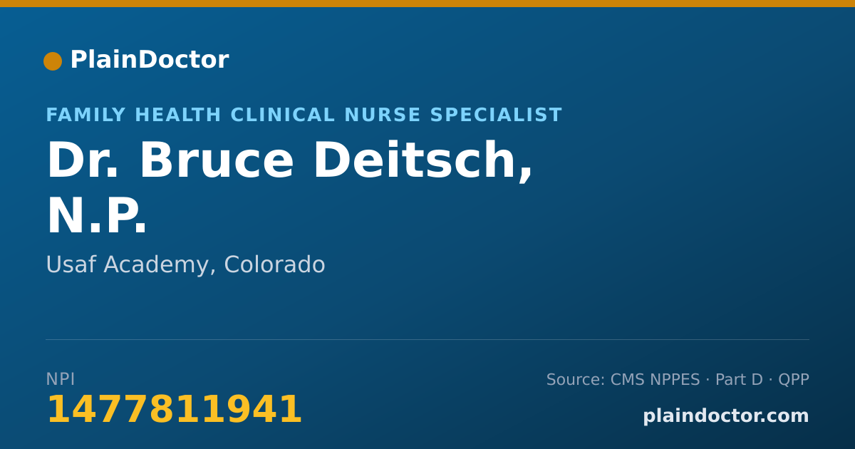 Shareable card for Bruce Deitsch, N.P. - Family Health Clinical Nurse Specialist, Usaf Academy, CO
