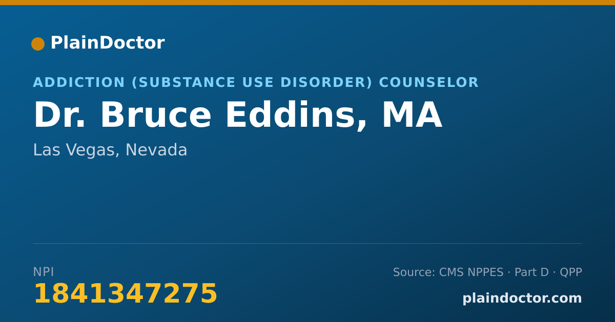 Shareable card for Bruce Eddins, MA - Addiction (Substance Use Disorder) Counselor, Las Vegas, NV