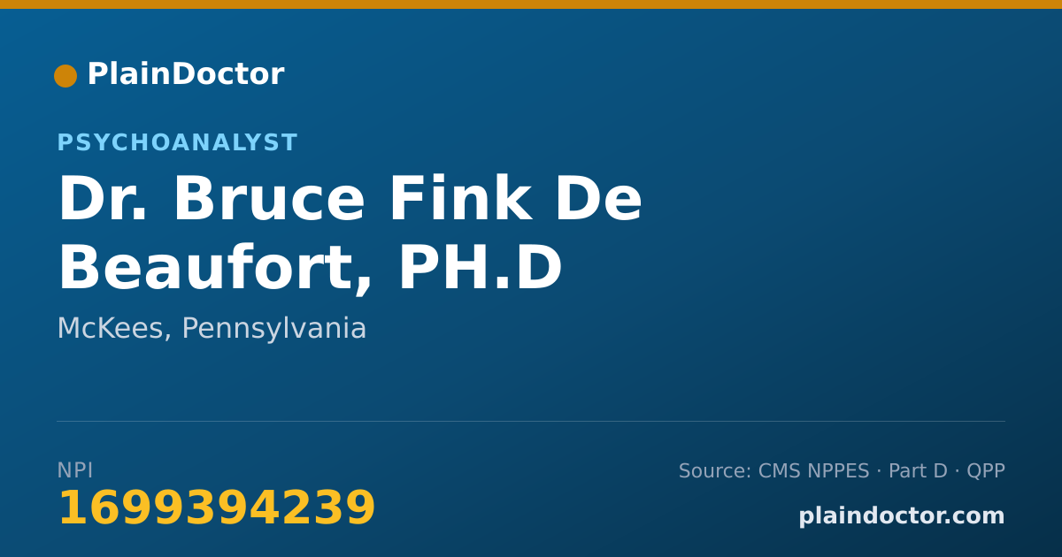 Shareable card for Bruce Fink De Beaufort, PH.D - Psychoanalyst, McKees, PA