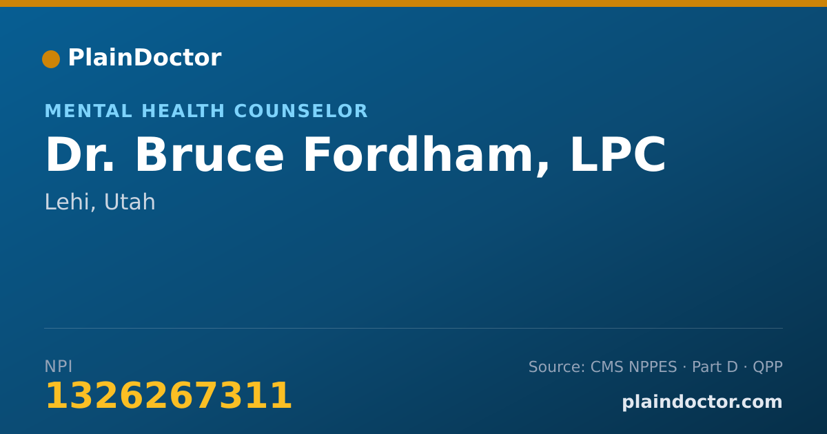 Shareable card for Bruce Fordham, LPC - Mental Health Counselor, Lehi, UT