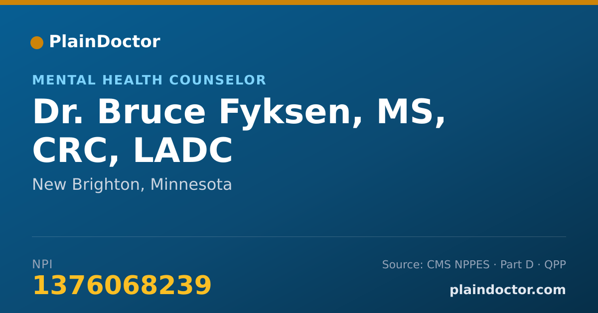 Shareable card for Bruce Fyksen, MS, CRC, LADC - Mental Health Counselor, New Brighton, MN