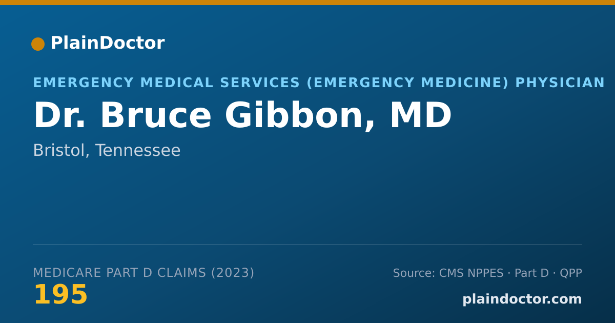 Shareable card for Bruce Gibbon, MD - Emergency Medical Services (Emergency Medicine) Physician, Bristol, TN