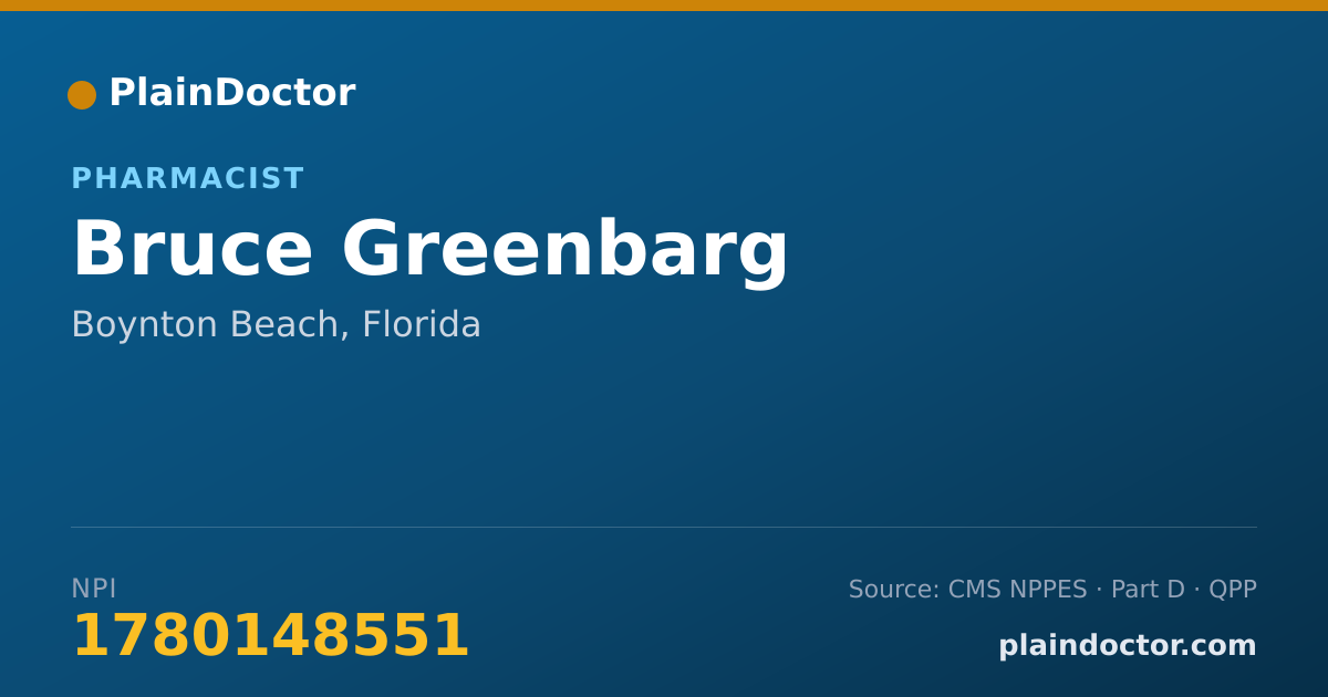 Shareable card for Bruce Greenbarg - Pharmacist, Boynton Beach, FL
