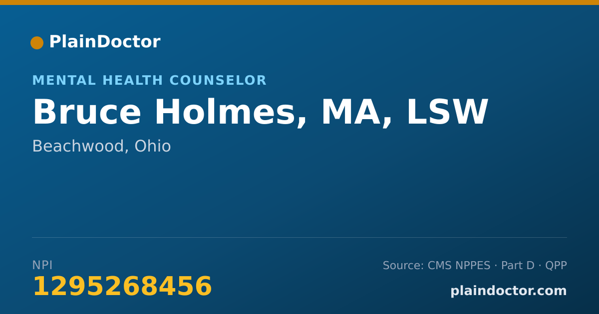Shareable card for Bruce Holmes, MA, LSW - Mental Health Counselor, Beachwood, OH