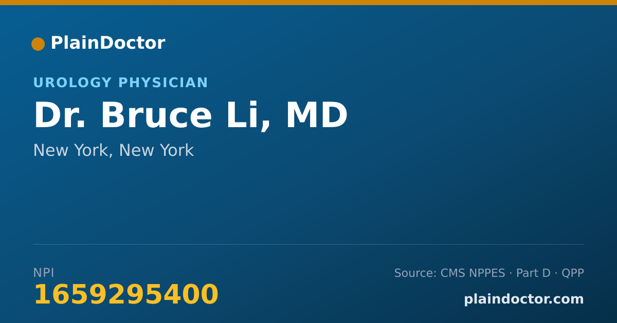 Shareable card for Bruce Li, MD - Urology Physician, New York, NY
