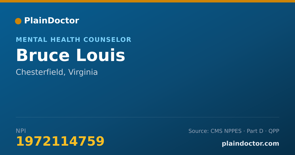 Shareable card for Bruce Louis - Mental Health Counselor, Chesterfield, VA
