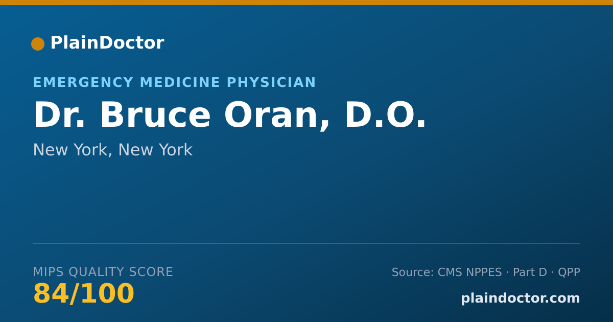 Shareable card for Bruce Oran, D.O. - Emergency Medicine Physician, New York, NY