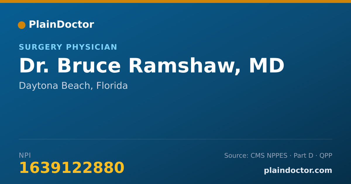 Shareable card for Bruce Ramshaw, MD - Surgery Physician, Daytona Beach, FL