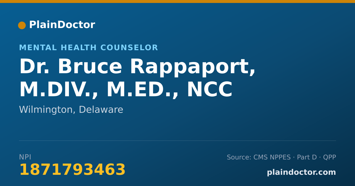 Shareable card for Bruce Rappaport, M.DIV., M.ED., NCC - Mental Health Counselor, Wilmington, DE