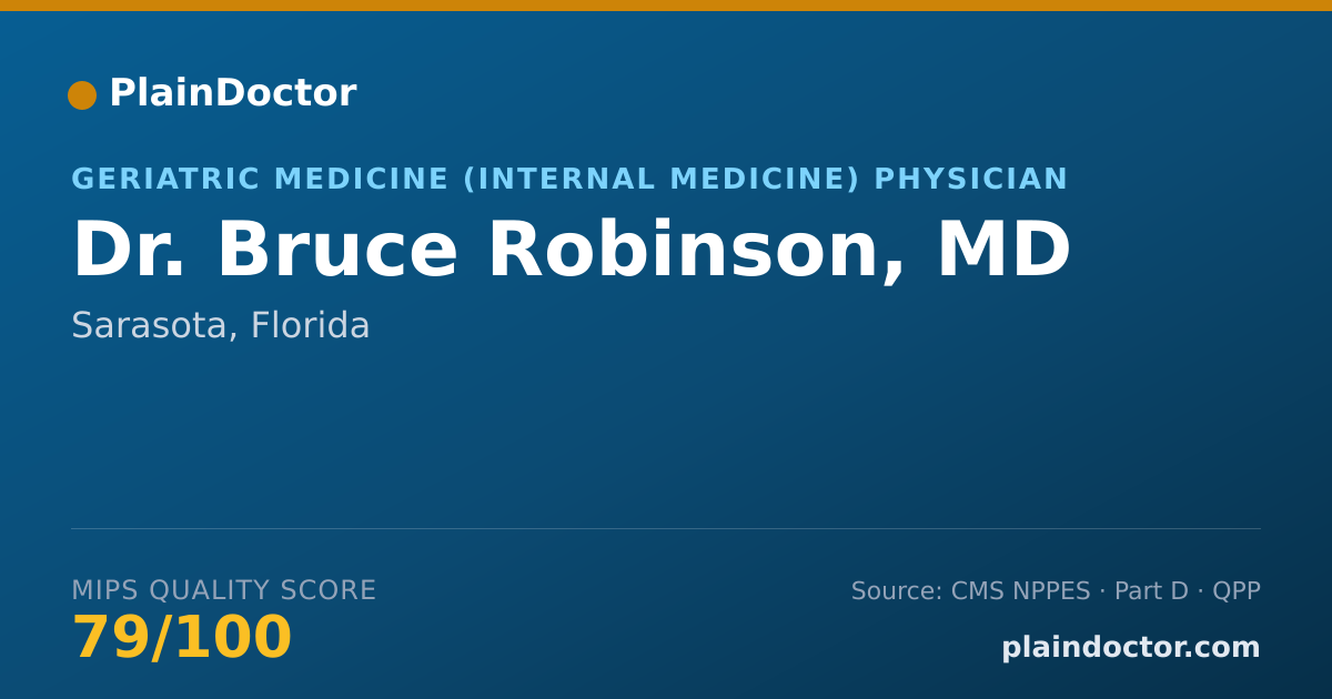 Shareable card for Bruce Robinson, MD - Geriatric Medicine (Internal Medicine) Physician, Sarasota, FL