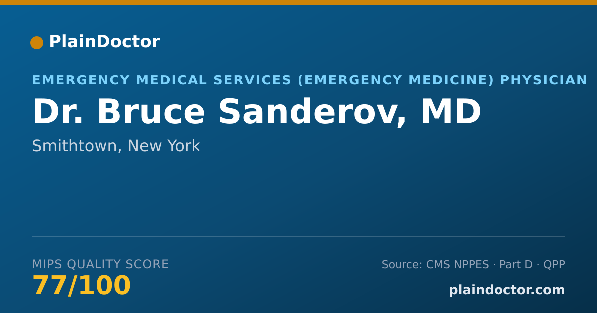 Shareable card for Bruce Sanderov, MD - Emergency Medical Services (Emergency Medicine) Physician, Smithtown, NY