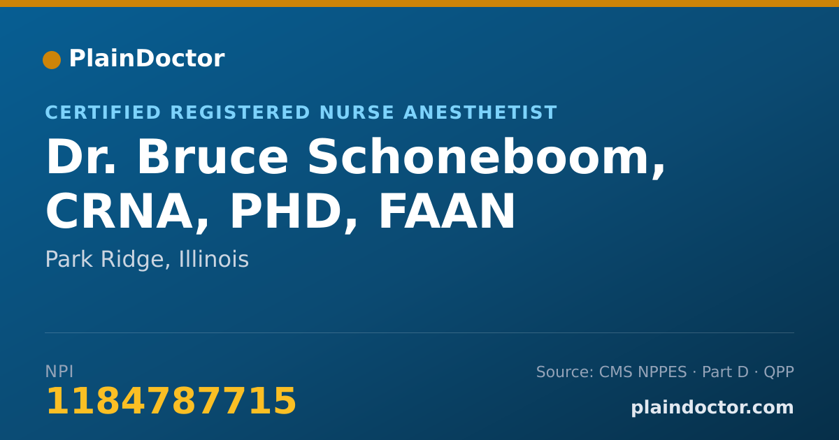 Shareable card for Bruce Schoneboom, CRNA, PHD, FAAN - Certified Registered Nurse Anesthetist, Park Ridge, IL