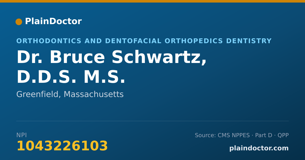 Shareable card for Bruce Schwartz, D.D.S. M.S. - Orthodontics and Dentofacial Orthopedics Dentistry, Greenfield, MA