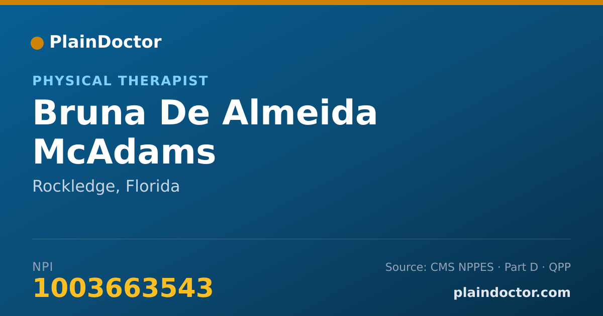 Shareable card for Bruna De Almeida McAdams - Physical Therapist, Rockledge, FL