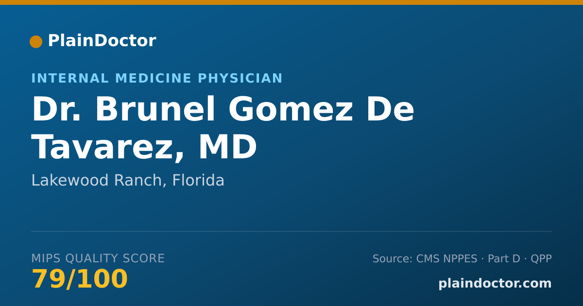 Shareable card for Brunel Gomez De Tavarez, MD - Internal Medicine Physician, Lakewood Ranch, FL