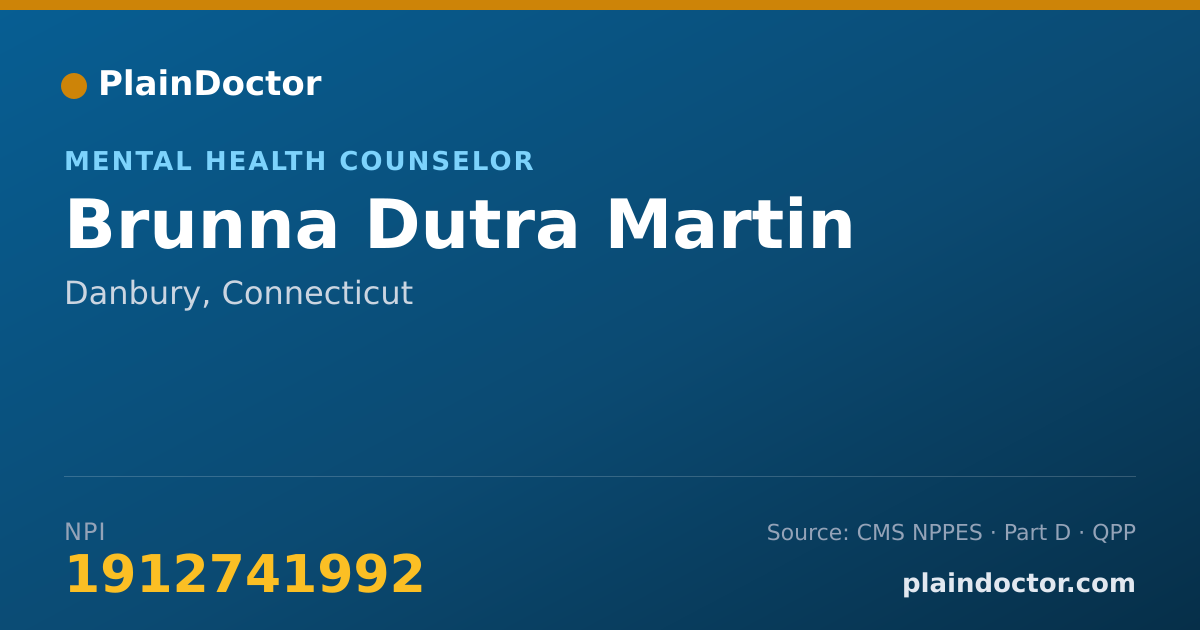 Shareable card for Brunna Dutra Martin - Mental Health Counselor, Danbury, CT