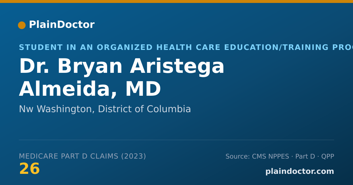 Shareable card for Bryan Aristega Almeida, MD - Student in an Organized Health Care Education/Training Program, Nw Washington, DC