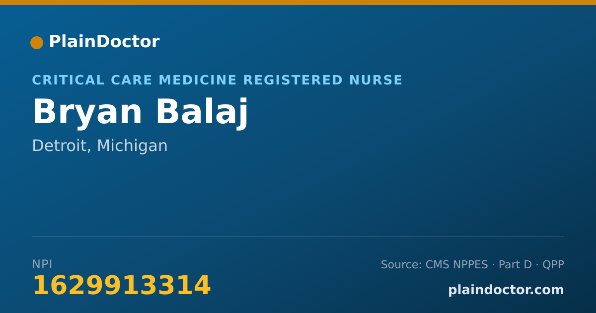 Shareable card for Bryan Balaj - Critical Care Medicine Registered Nurse, Detroit, MI