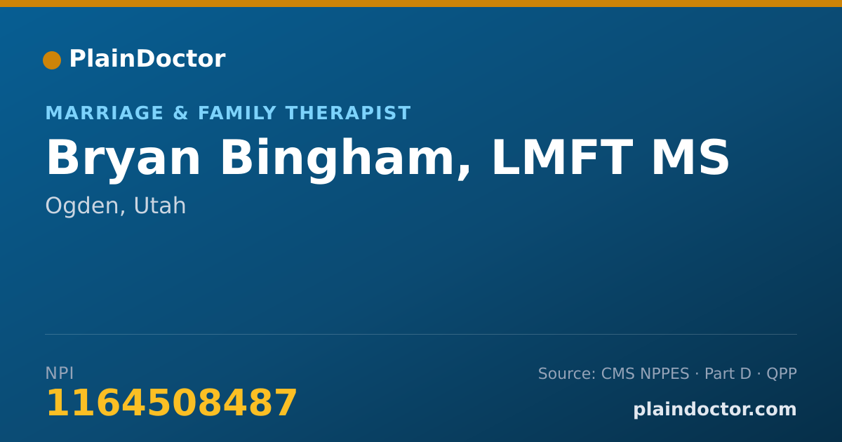 Shareable card for Bryan Bingham, LMFT MS - Marriage & Family Therapist, Ogden, UT