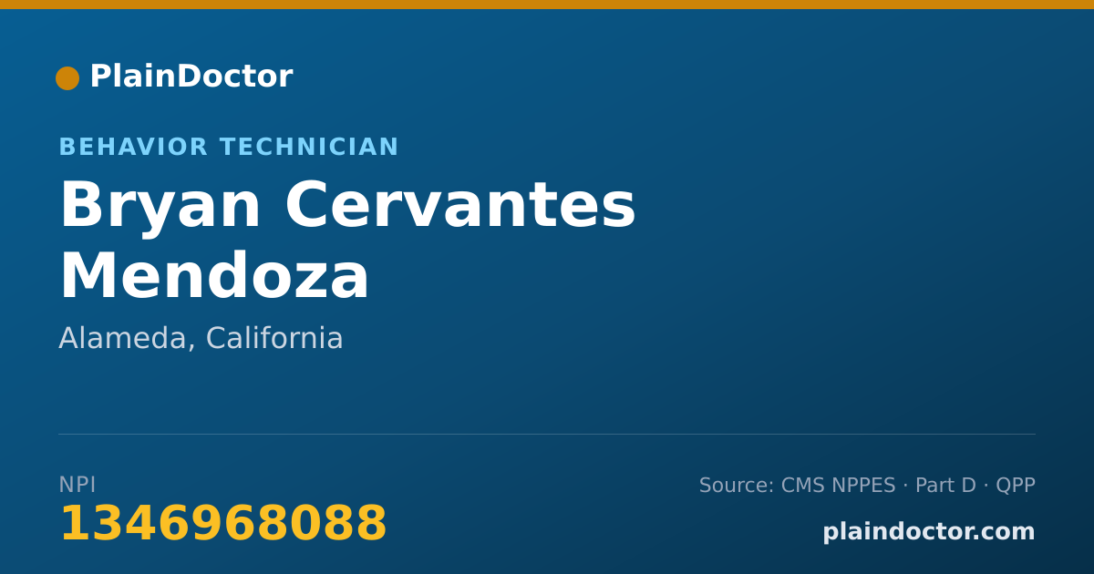 Shareable card for Bryan Cervantes Mendoza - Behavior Technician, Alameda, CA