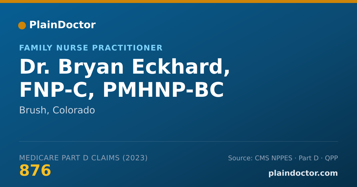 Shareable card for Bryan Eckhard, FNP-C, PMHNP-BC - Family Nurse Practitioner, Brush, CO