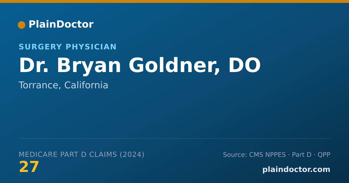Shareable card for Bryan Goldner, DO - Surgery Physician, Torrance, CA