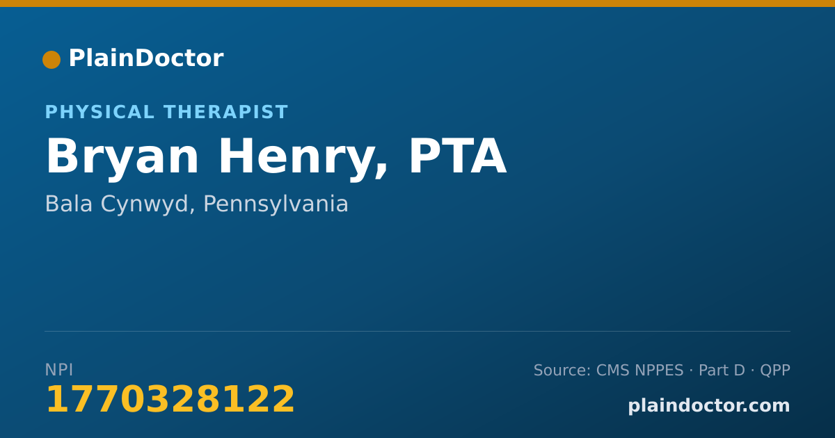 Shareable card for Bryan Henry, PTA - Physical Therapist, Bala Cynwyd, PA