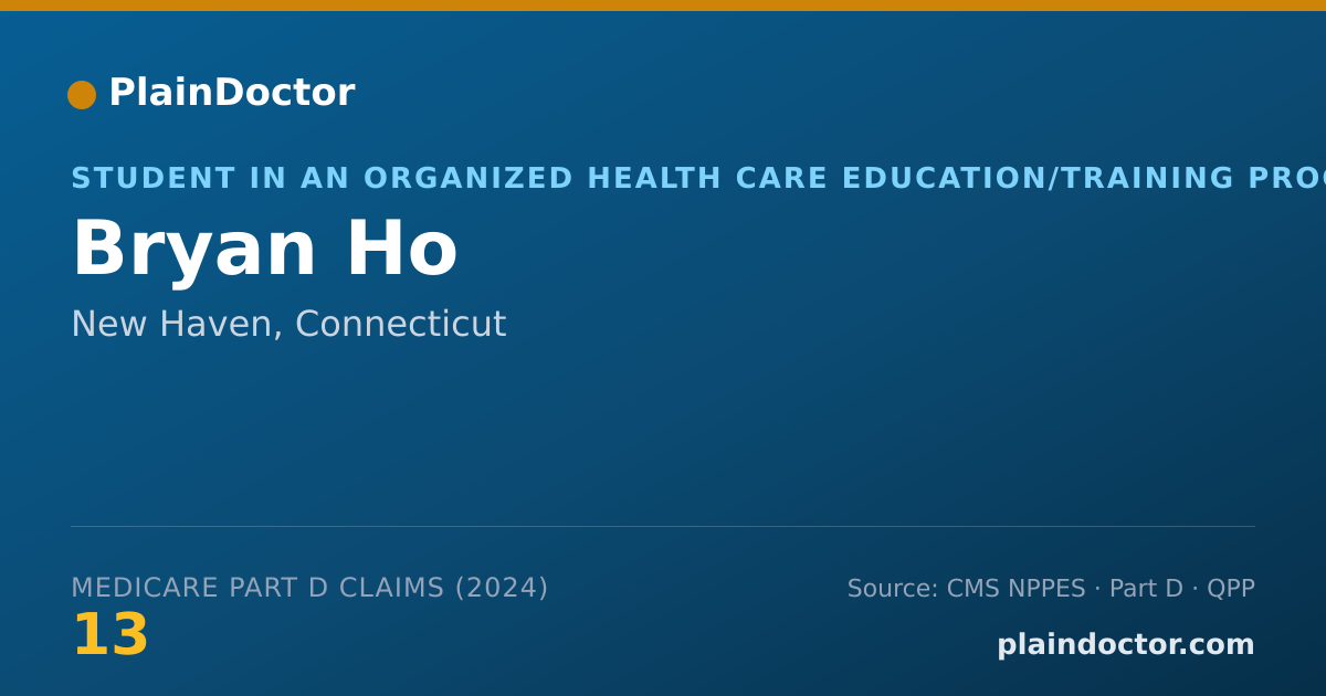 Shareable card for Bryan Ho - Student in an Organized Health Care Education/Training Program, New Haven, CT