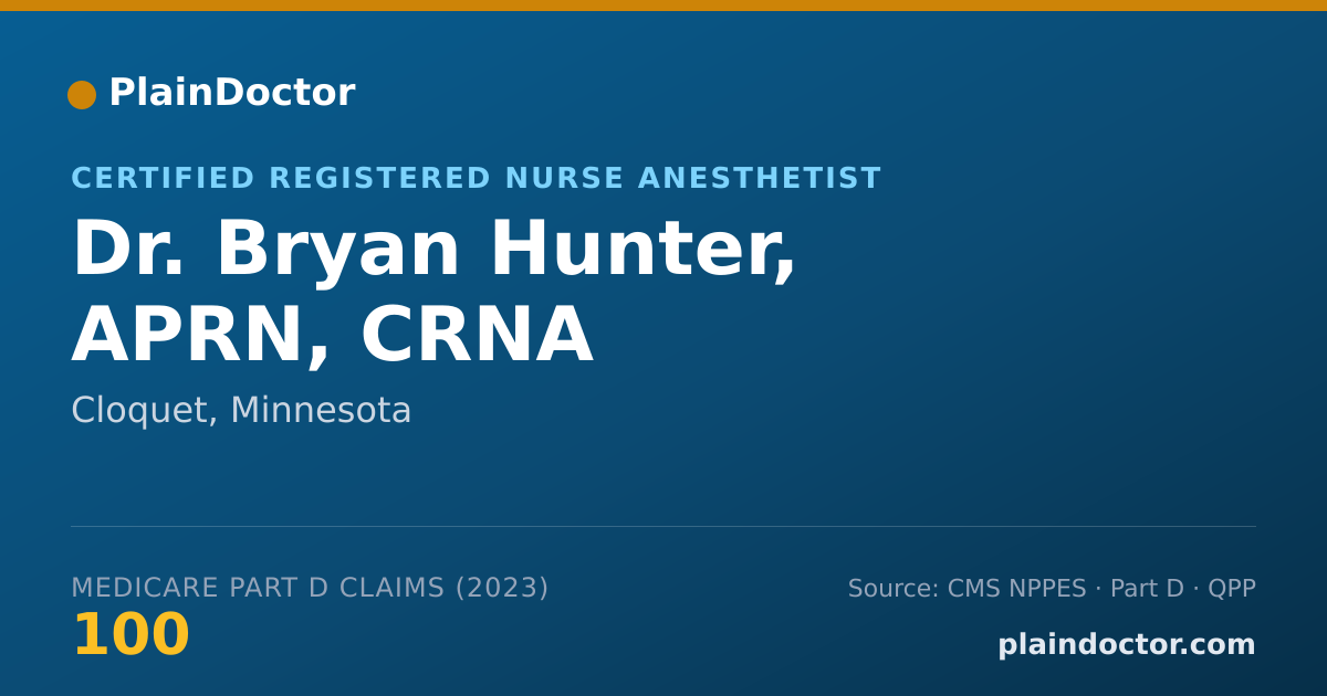 Shareable card for Bryan Hunter, APRN, CRNA - Certified Registered Nurse Anesthetist, Cloquet, MN