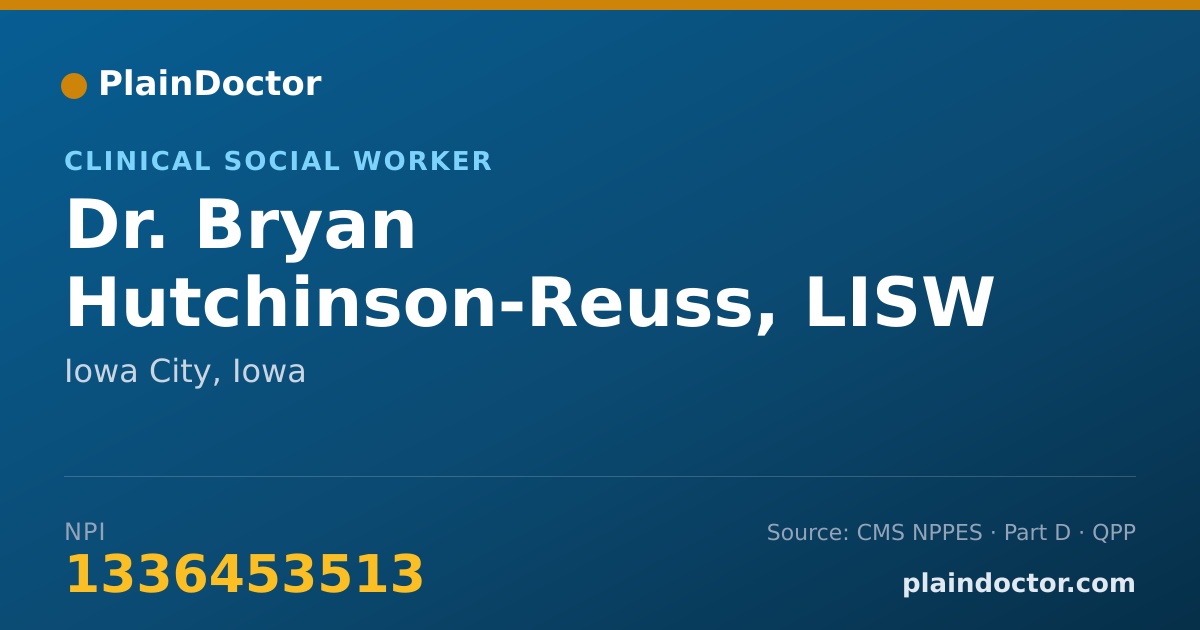 Shareable card for Bryan Hutchinson-Reuss, LISW - Clinical Social Worker, Iowa City, IA