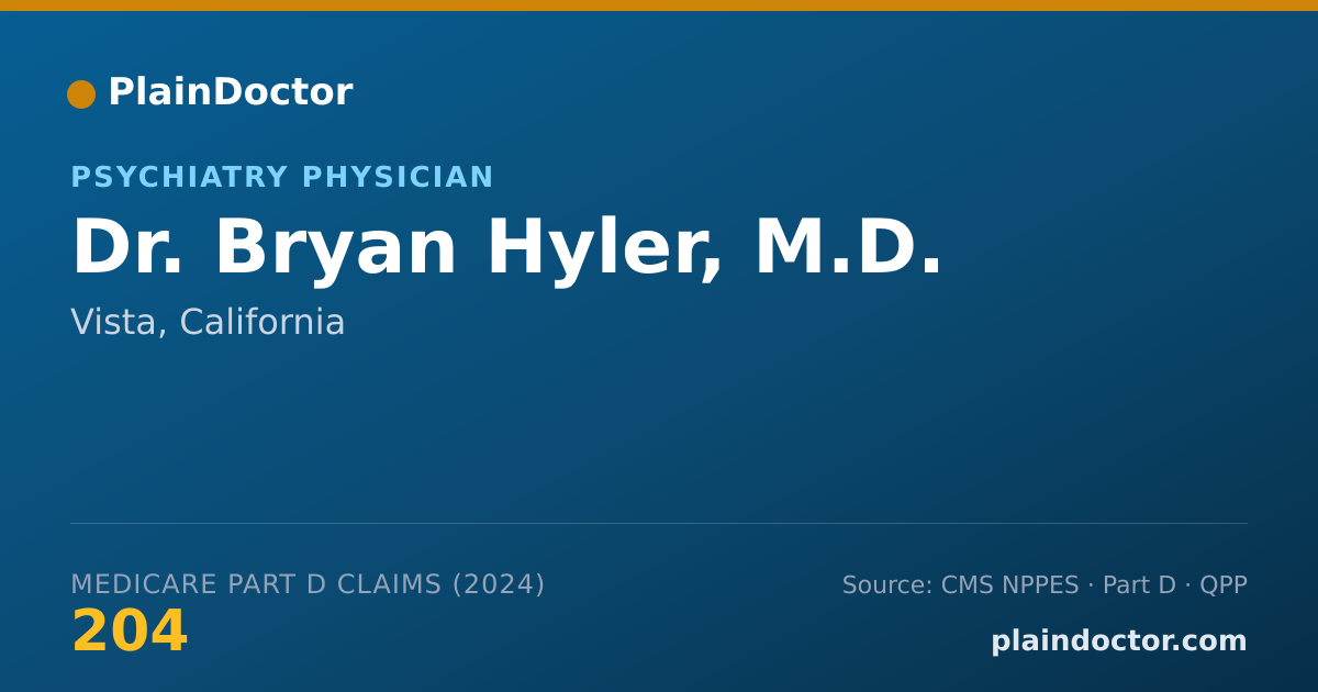 Shareable card for Bryan Hyler, M.D. - Psychiatry Physician, Vista, CA