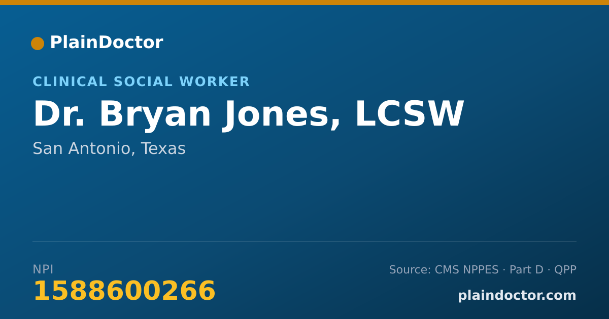 Shareable card for Bryan Jones, LCSW - Clinical Social Worker, San Antonio, TX