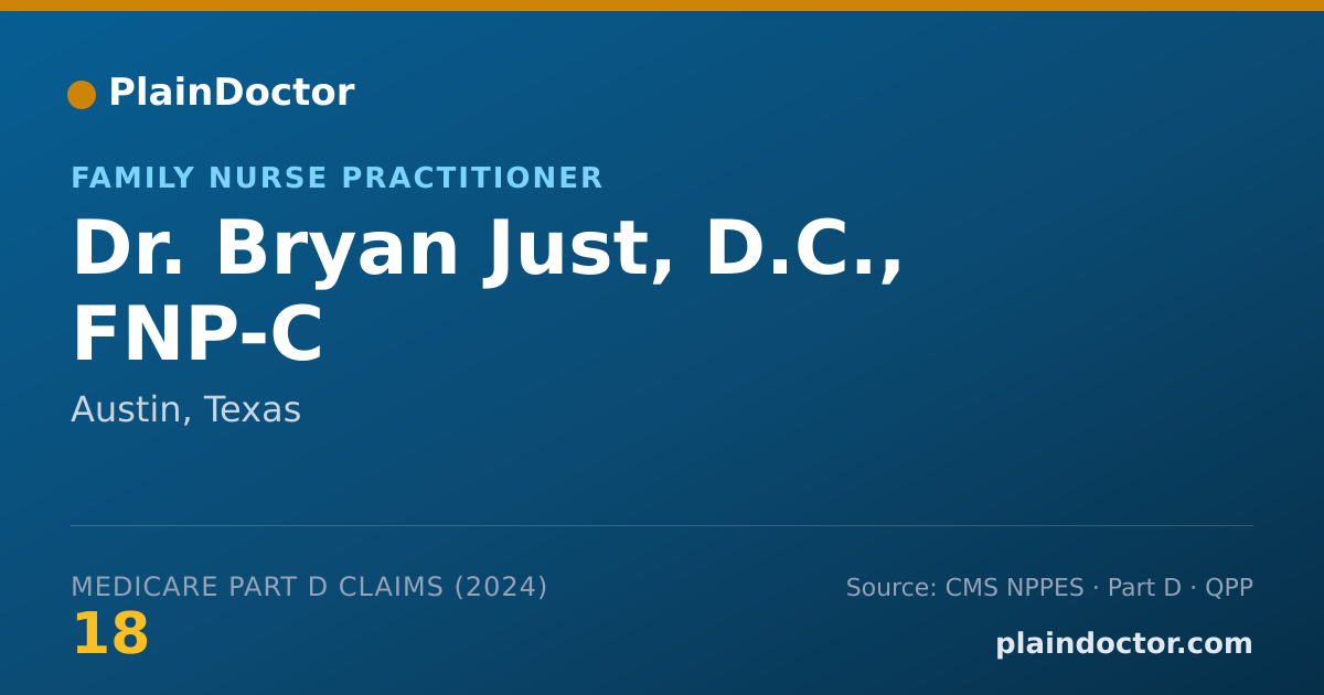 Shareable card for Bryan Just, D.C., FNP-C - Chiropractor, Austin, TX